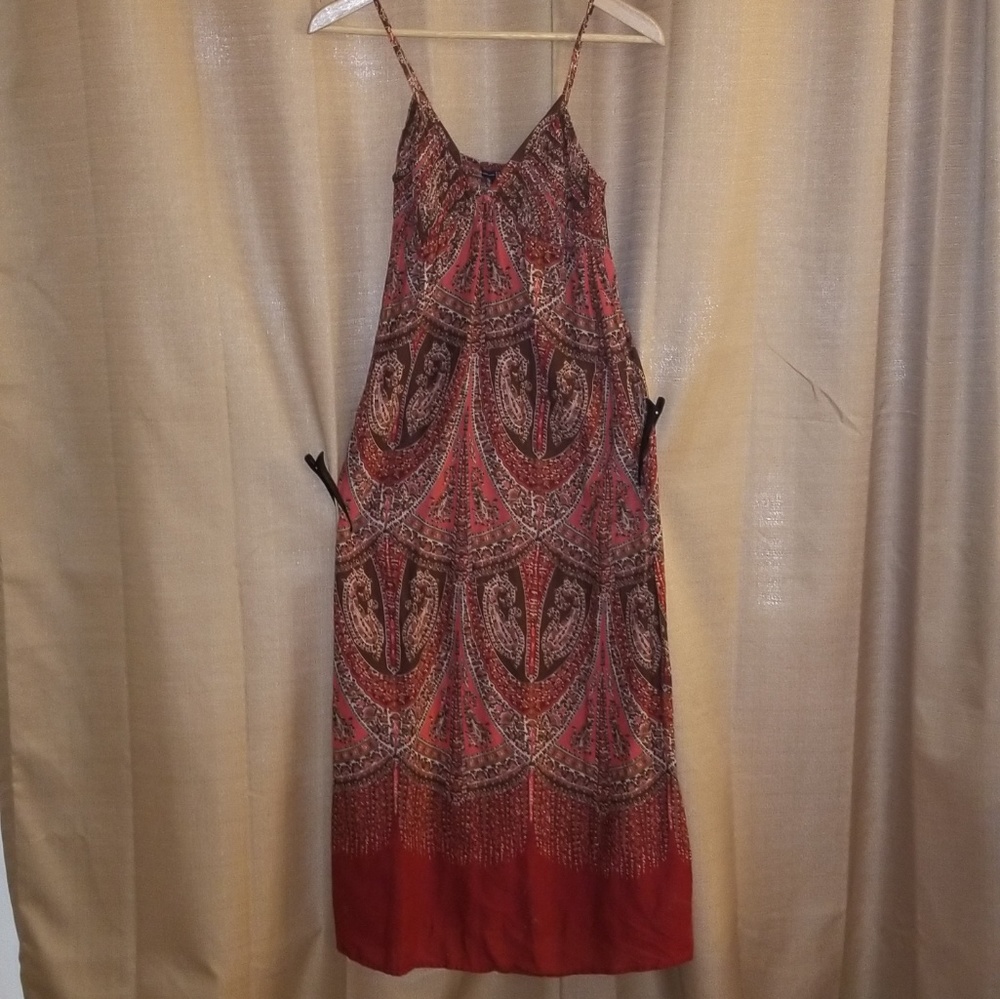 Red Boho GAP Maxi Dress With Pockets, Size 0